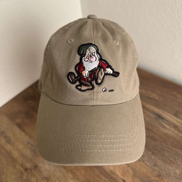 AHEAD Other - Disney Grumpy Dwarf Golf Hat Ahead Tan Embroidered Strapback Cap